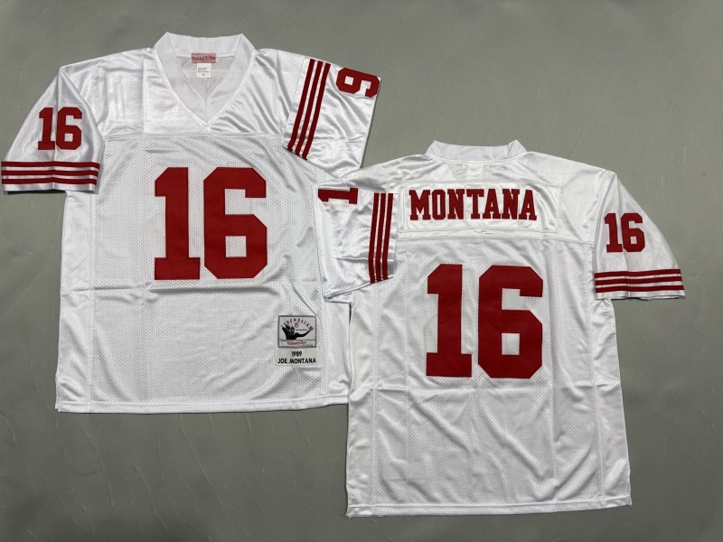 Men 2025 San Francisco 49ers #16 Montana white Throwback Limited NFL Jersey style 001